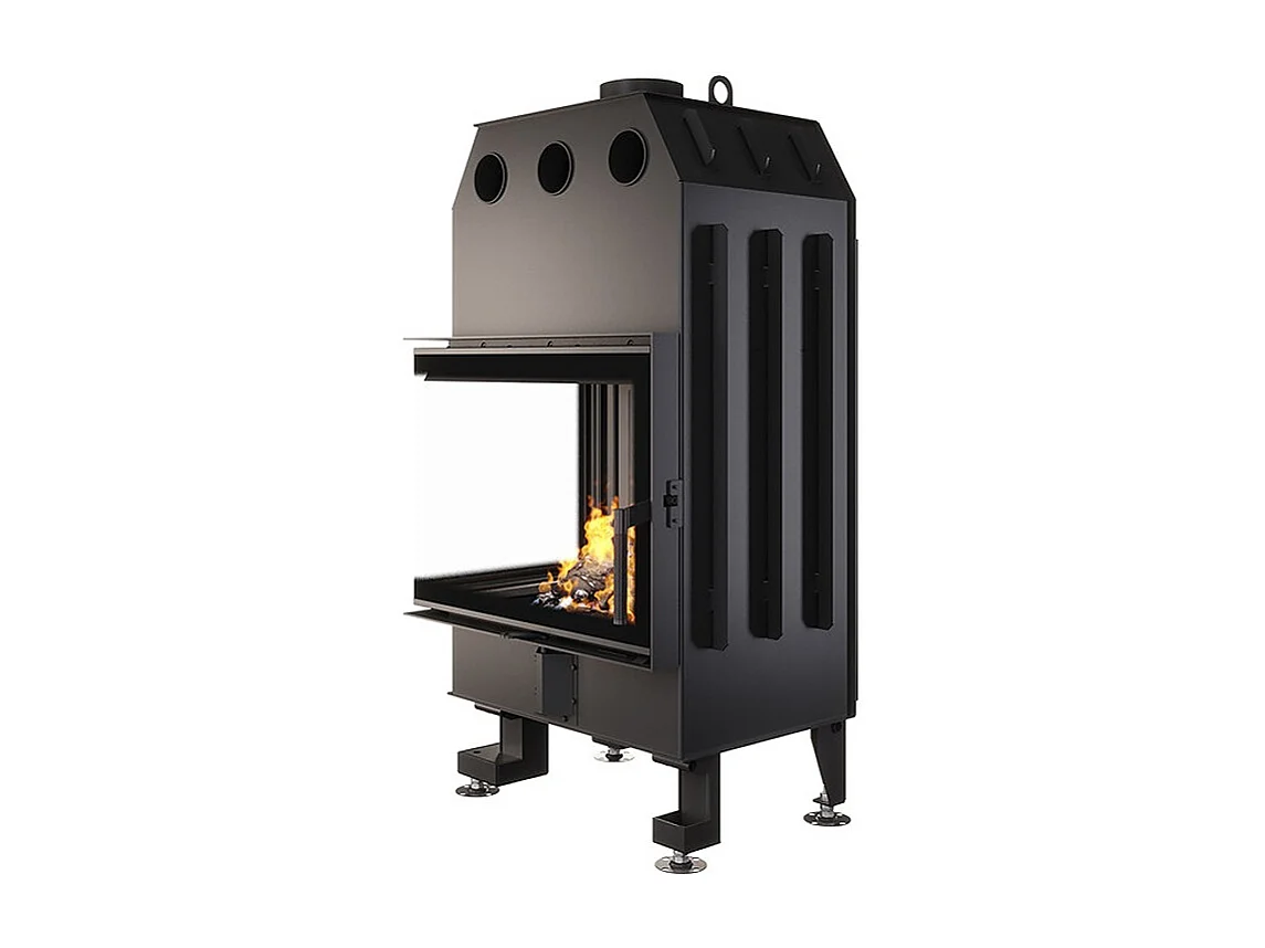 Cheminée d'angle Insert ouverture gauche Noir Energy 65x50x47 (14,5 kW) ECO