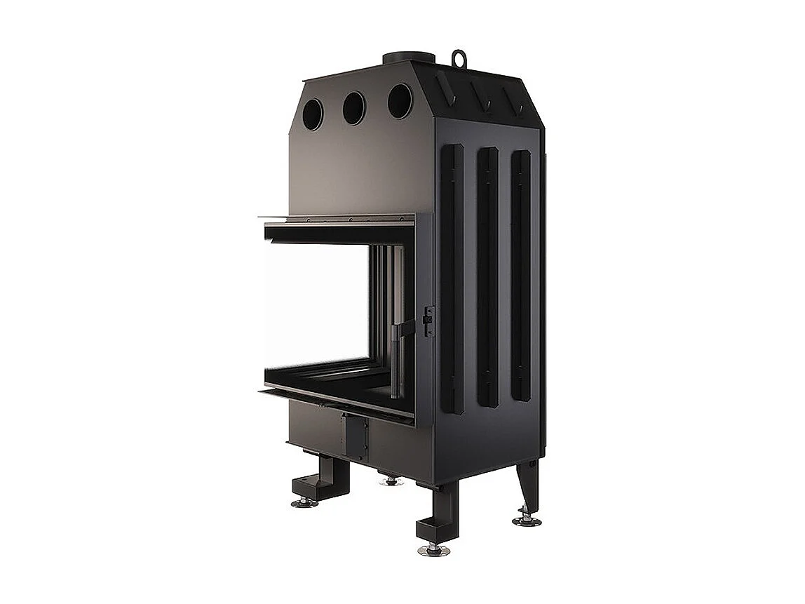 Cheminée d'angle Insert ouverture gauche Noir Energy 65x50x47 (14,5 kW) ECO