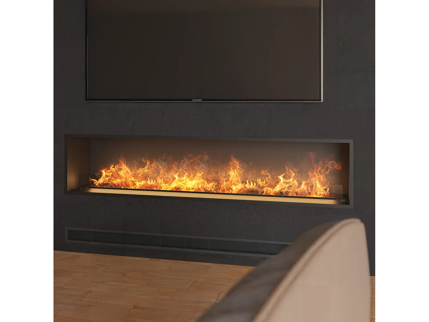 Cheminée à vapeur d'eau LED multicolore INVAPO INSIDE 220 cm avec remplissage automatique