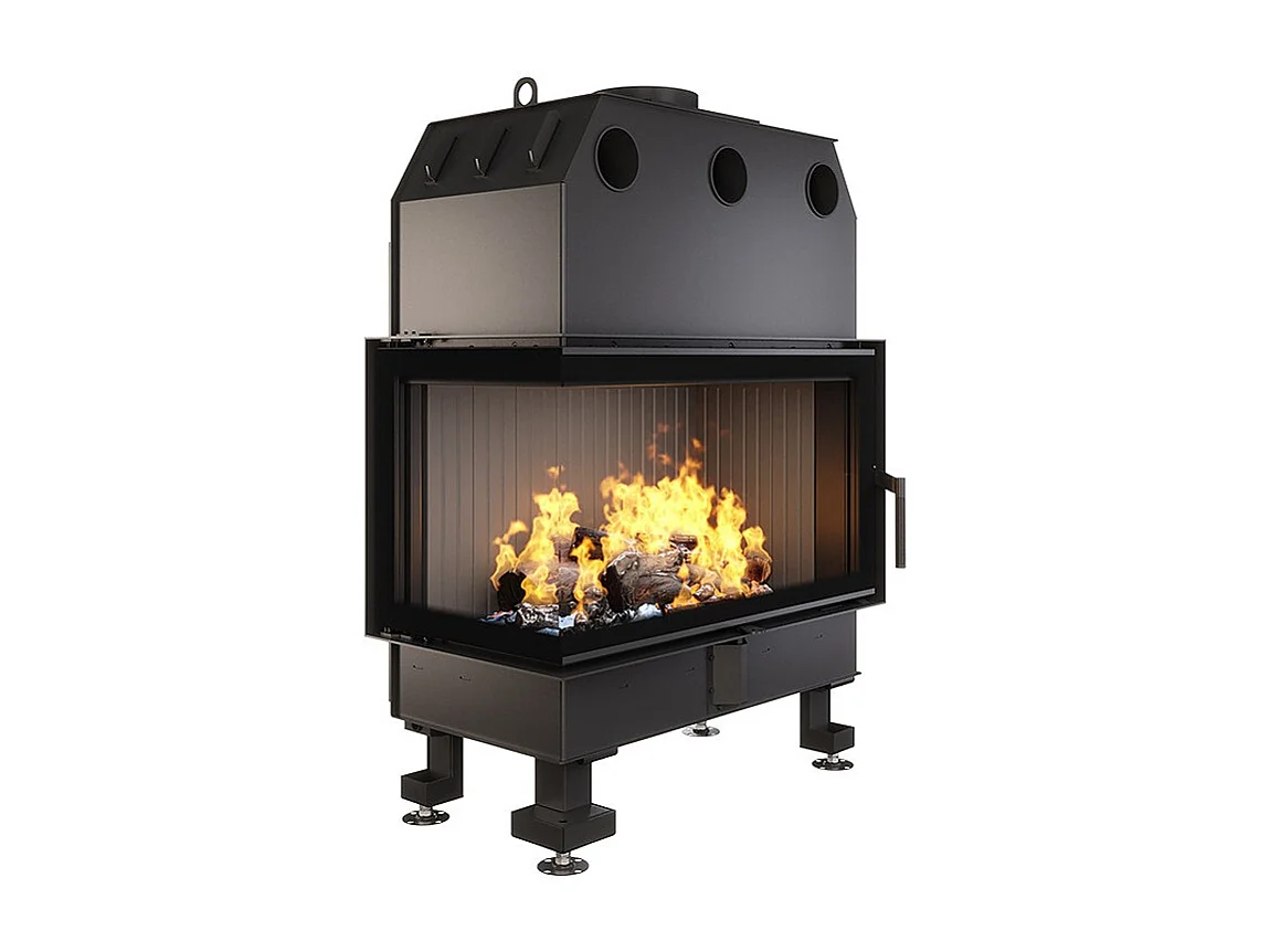 Eckkamineinsatz, links anklappbar, schwarz, Energy 85x50x47 (17 kW) ECO