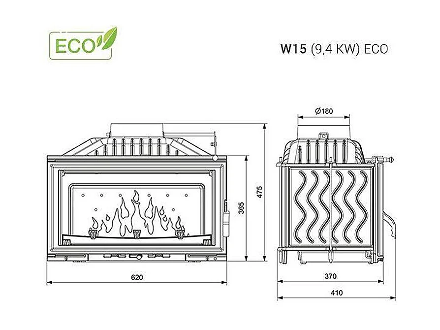 Poêle à bois encastrable -  W15 (9,4 KW) ECO