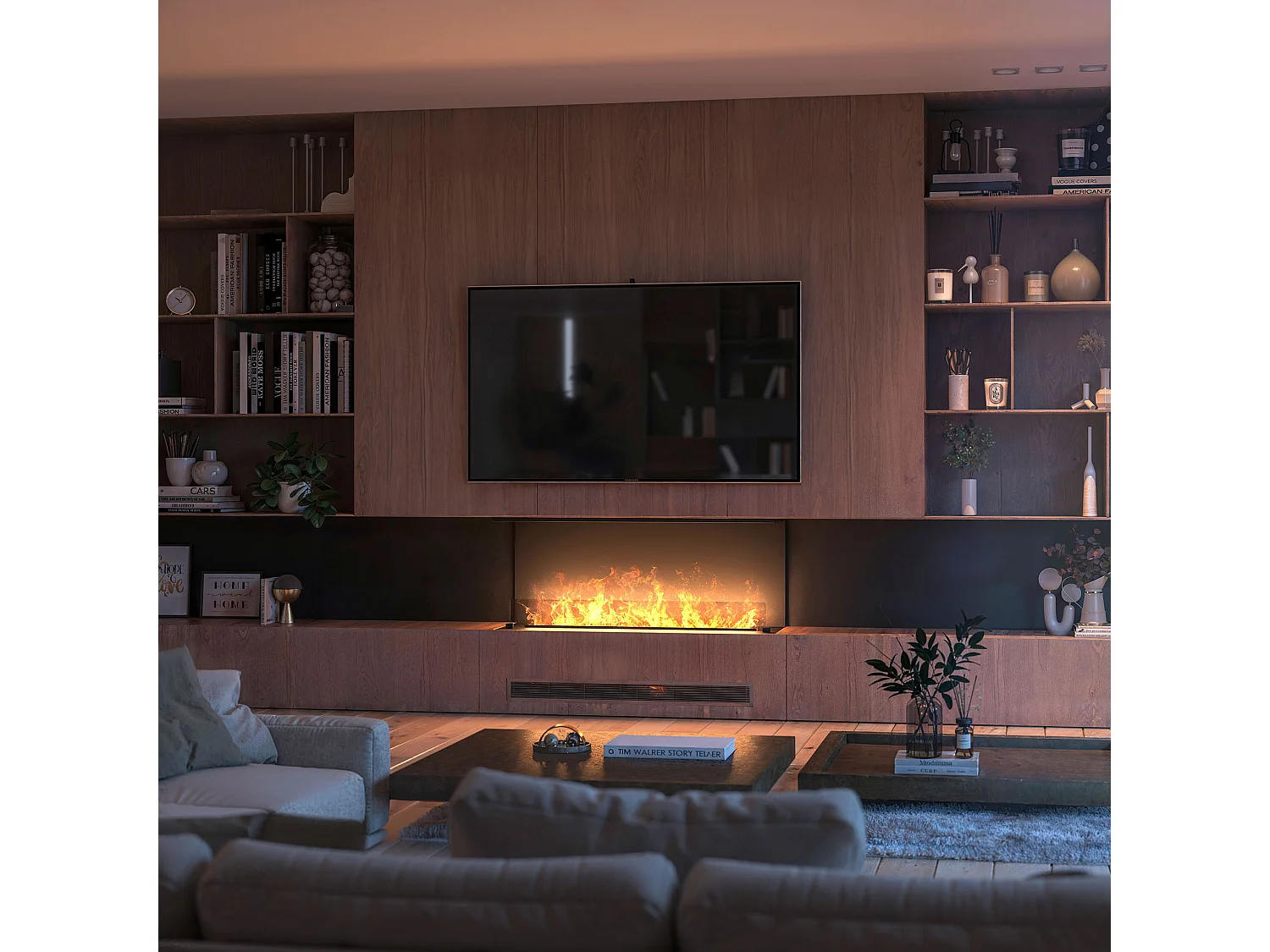 INVAPO INSIDE C 1200 - Cheminée à vapeur d'eau LED multicolore à remplissage automatique