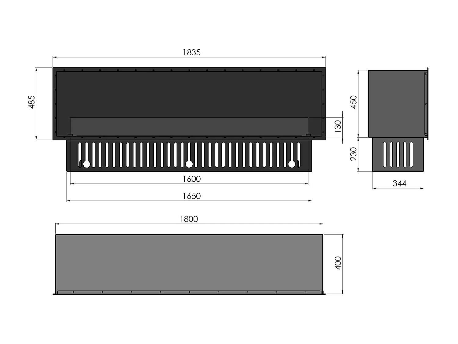 Cheminée à vapeur d'eau LED multicolore INVAPO INSIDE 180 cm