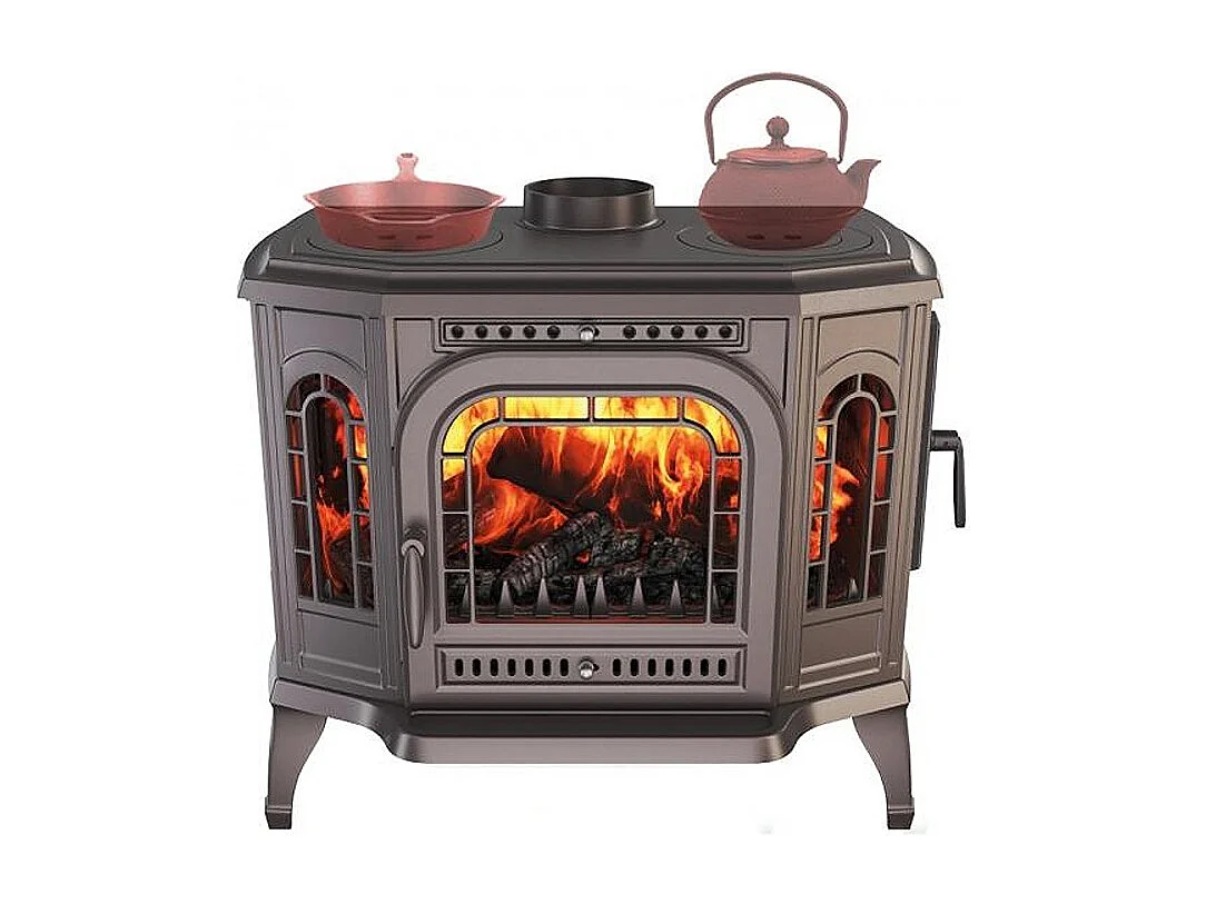 Poêle à bois autoportant Ouverture à droite avec table de cuisson - P7 (10,5 KW) ECO