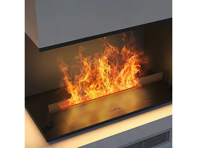 INVAPO CORNER 800 - Cheminée d'angle à vapeur d'eau LED multicolore à remplissage automatique, ouverture à gauche