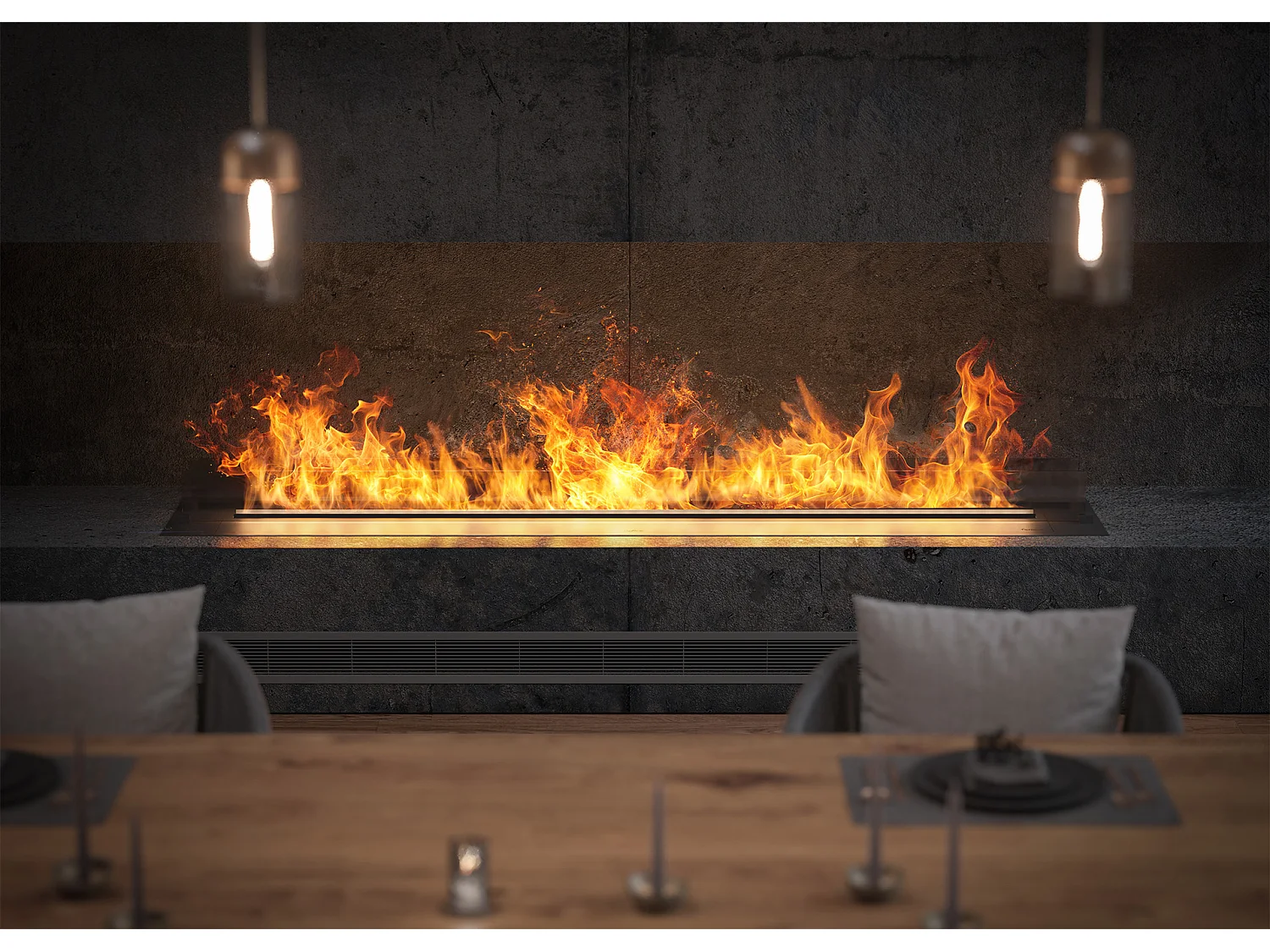 Cheminée encastrable à vapeur d'eau LED multicolore 220 cm INVAPO INSERT