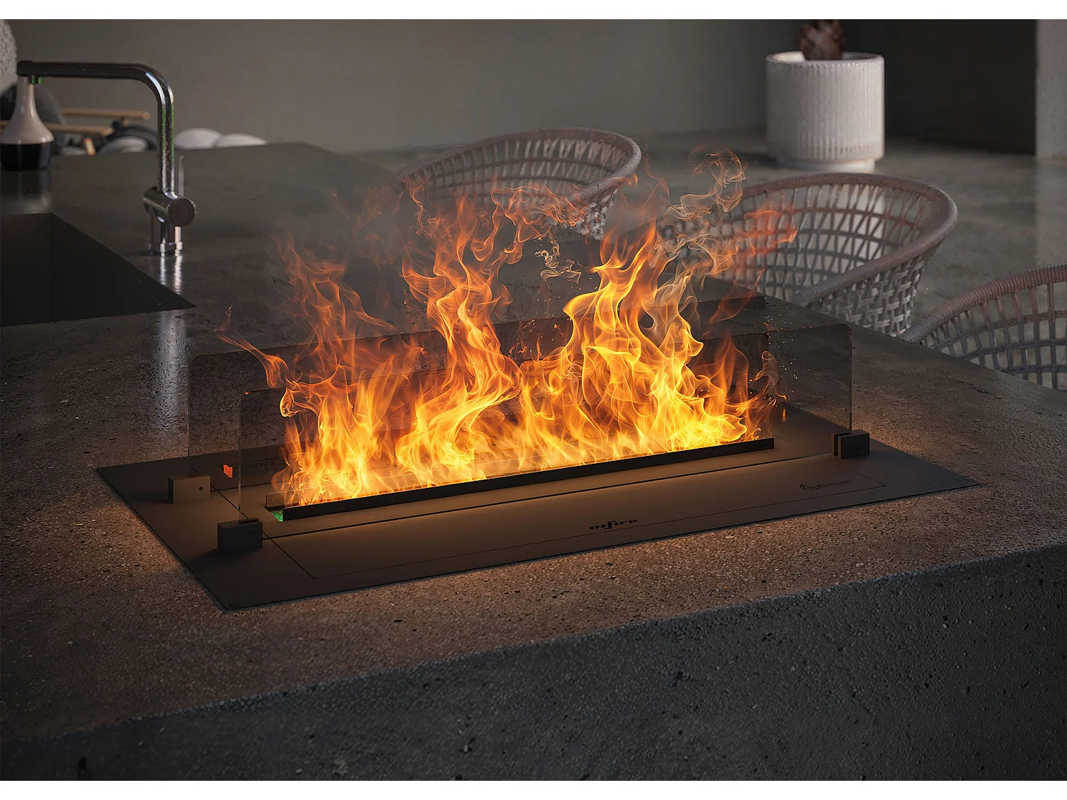 Cheminée encastrable à vapeur d'eau LED multicolore 70 cm INVAPO INSERT