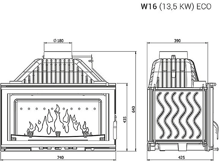 Poêle à bois encastrable -  W16 (13,5 KW) ECO