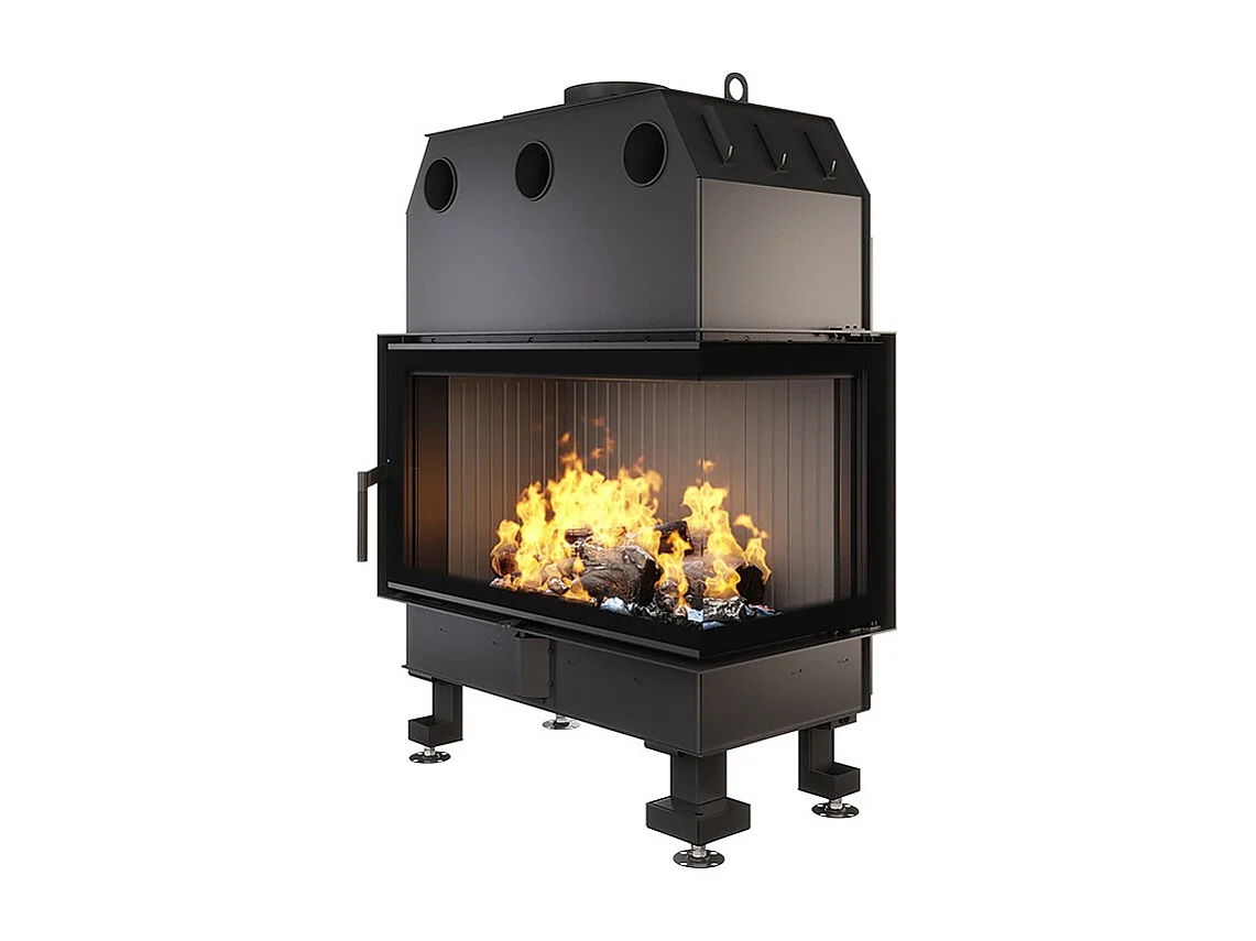 Cheminée d'angle Insert Ouverture à droite Noir Energy 85x50x47 (17 kW) ECO