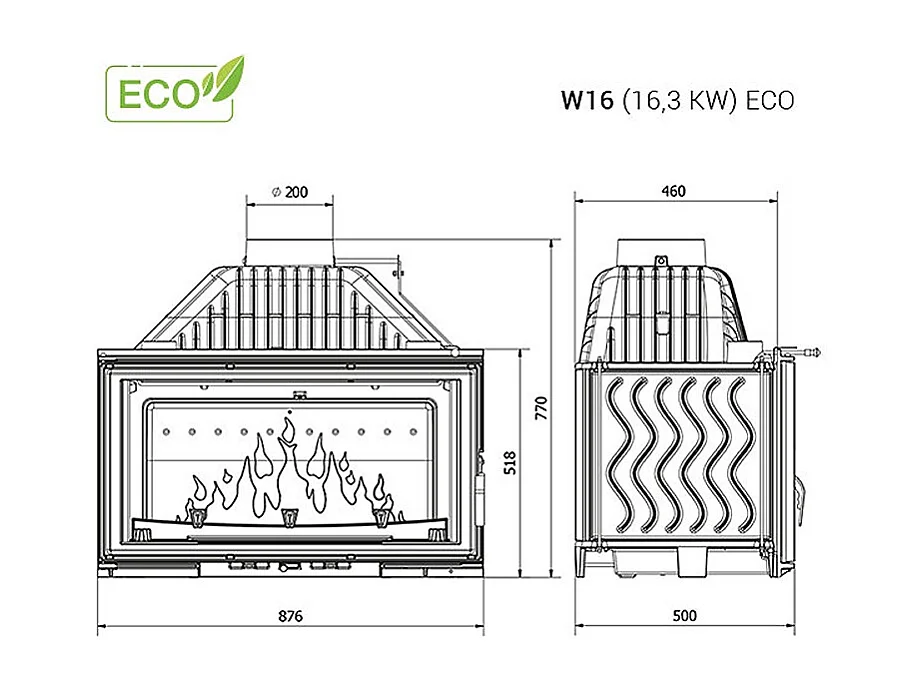 Poêle à bois encastrable -  W16 (16,3 KW) ECO
