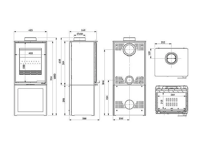 Poêle à bois autoportant - HARITA S15v ECO Decor Sbox