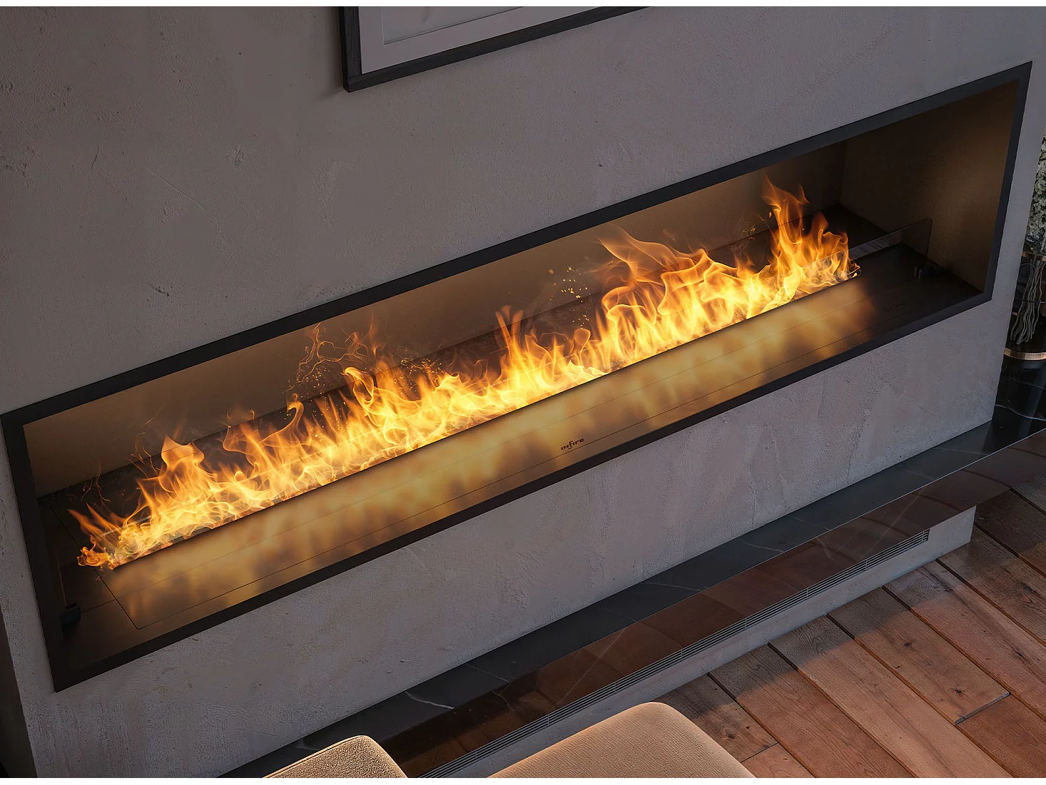 Cheminée à vapeur d'eau LED multicolore INVAPO INSIDE 180 cm avec remplissage automatique