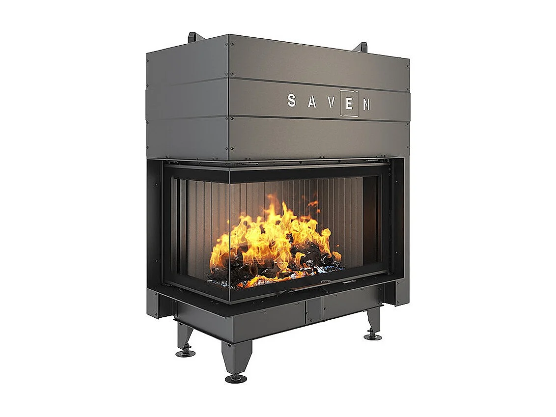 Eckkamineinsatz, schwarz, links anklappbar, Energy Up 85x50x47 (17,0 kW), ECO