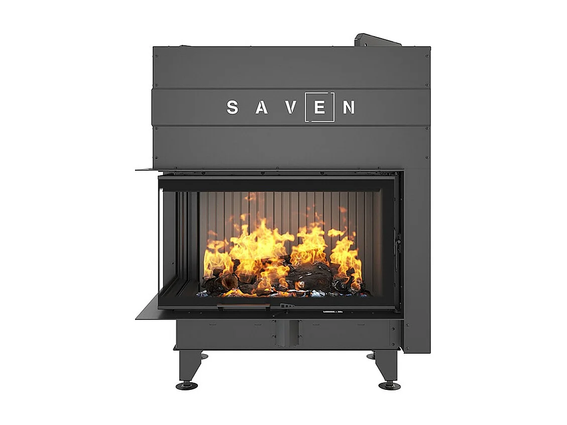 Eckkamineinsatz, schwarz, links anklappbar, Energy Up 85x50x47 (17,0 kW), ECO