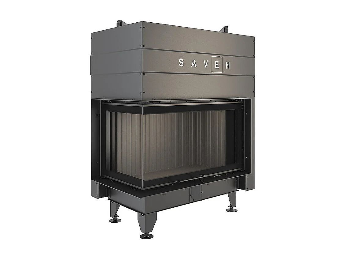 Eckkamineinsatz, schwarz, links anklappbar, Energy Up 85x50x47 (17,0 kW), ECO