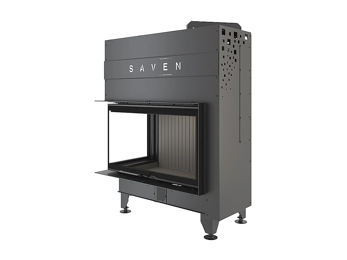 Eckkamineinsatz, schwarz, links anklappbar, Energy Up 85x50x47 (17,0 kW), ECO