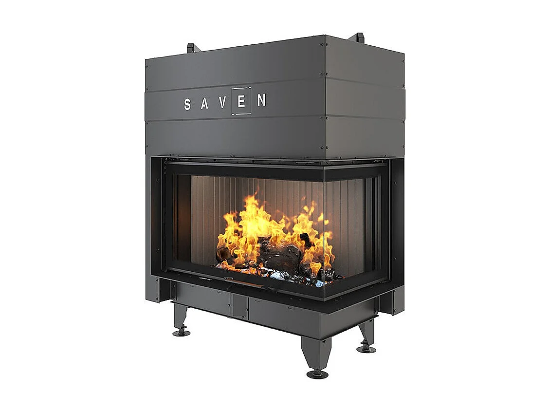 Cheminée d'angle Noir Insert Ouverture à droite Energy Up 85x50x47 (17,0 kW) ECO