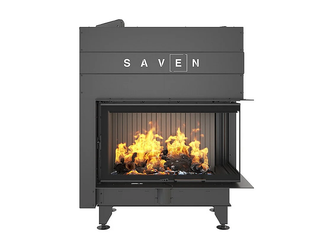 Cheminée d'angle Noir Insert Ouverture à droite Energy Up 85x50x47 (17,0 kW) ECO