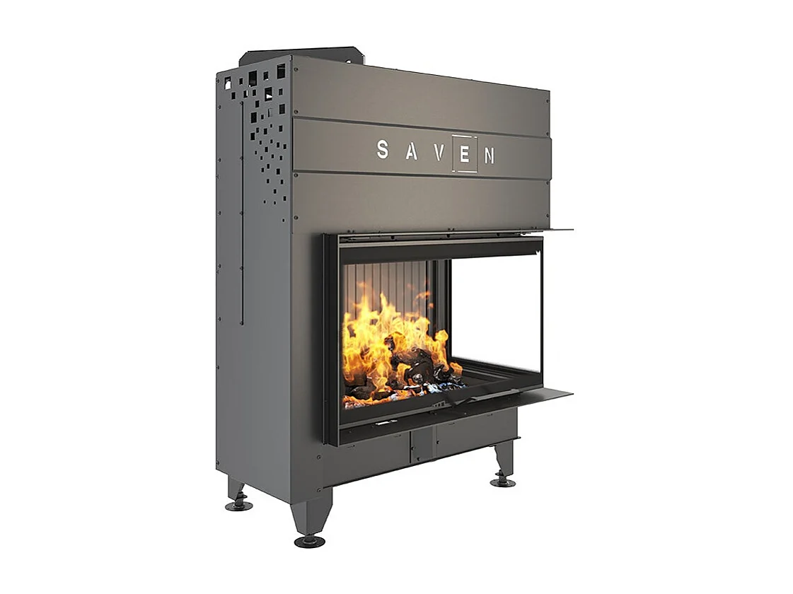 Cheminée d'angle Noir Insert Ouverture à droite Energy Up 85x50x47 (17,0 kW) ECO