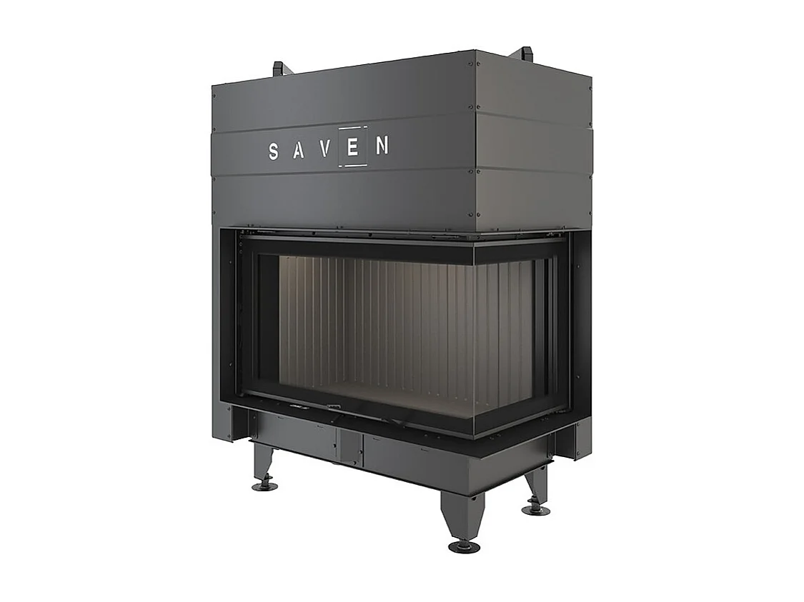 Cheminée d'angle Noir Insert Ouverture à droite Energy Up 85x50x47 (17,0 kW) ECO