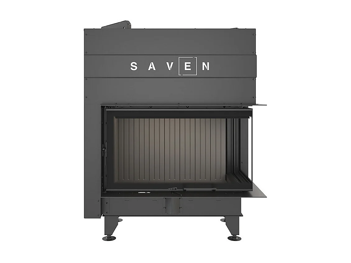 Cheminée d'angle Noir Insert Ouverture à droite Energy Up 85x50x47 (17,0 kW) ECO