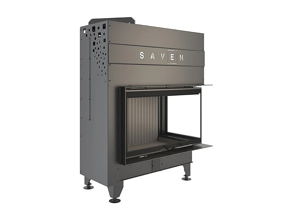 Cheminée d'angle Noir Insert Ouverture à droite Energy Up 85x50x47 (17,0 kW) ECO