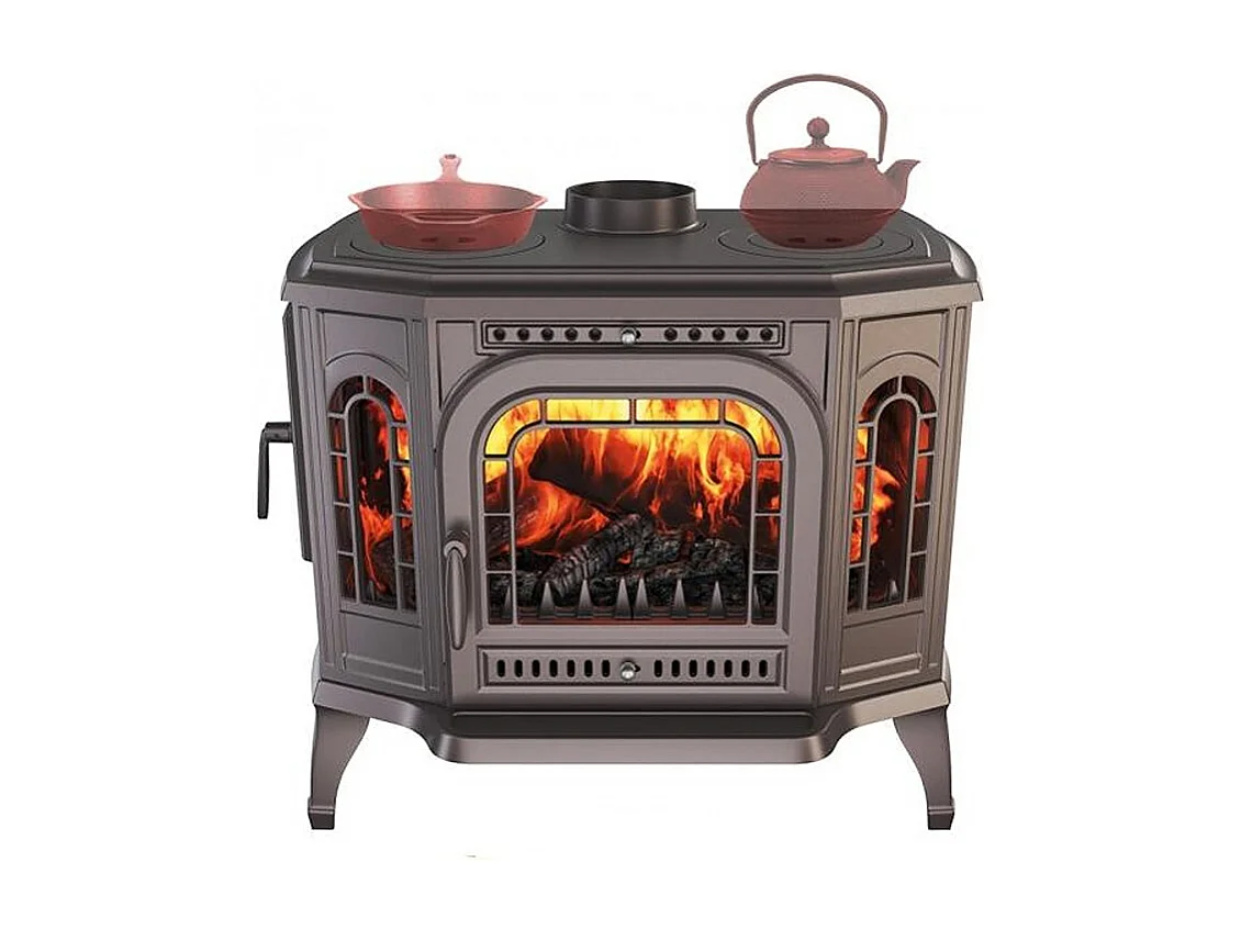 Poêle à bois autoportant Ouverture à gauche avec table de cuisson - P7 (10,5 KW) ECO