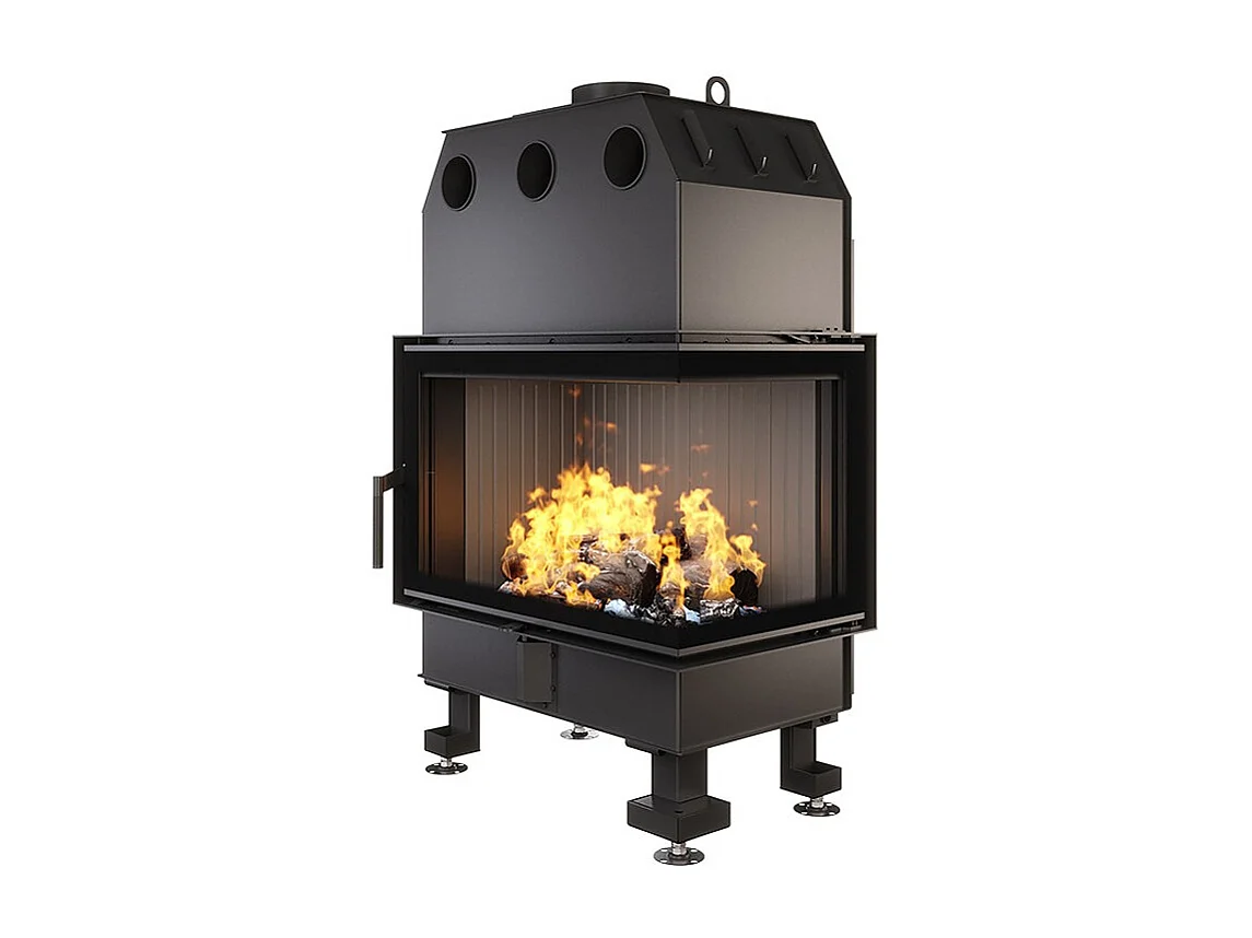 Cheminée d'angle Insert Ouverture à droite Noir Energy 75x50x47 (15,1 kW) ECO