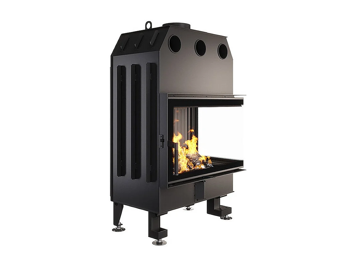 Cheminée d'angle Insert Ouverture à droite Noir Energy 75x50x47 (15,1 kW) ECO
