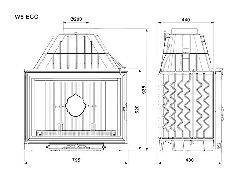 Poêle à bois encastrable - W8 (17,5 KW) ECO