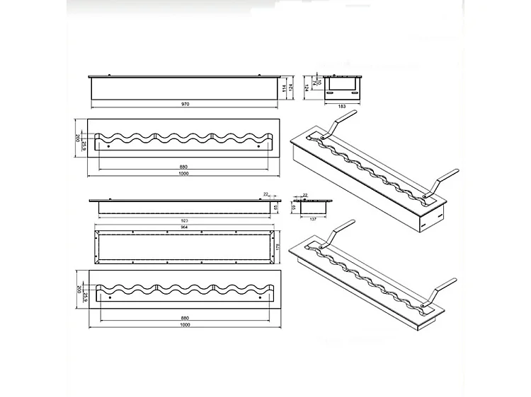 FALA 200 - Brûleur/Insert Bioéthanol Encastrable avec Conteneur de Sécurité 150 Cm / Capacité 12,7L