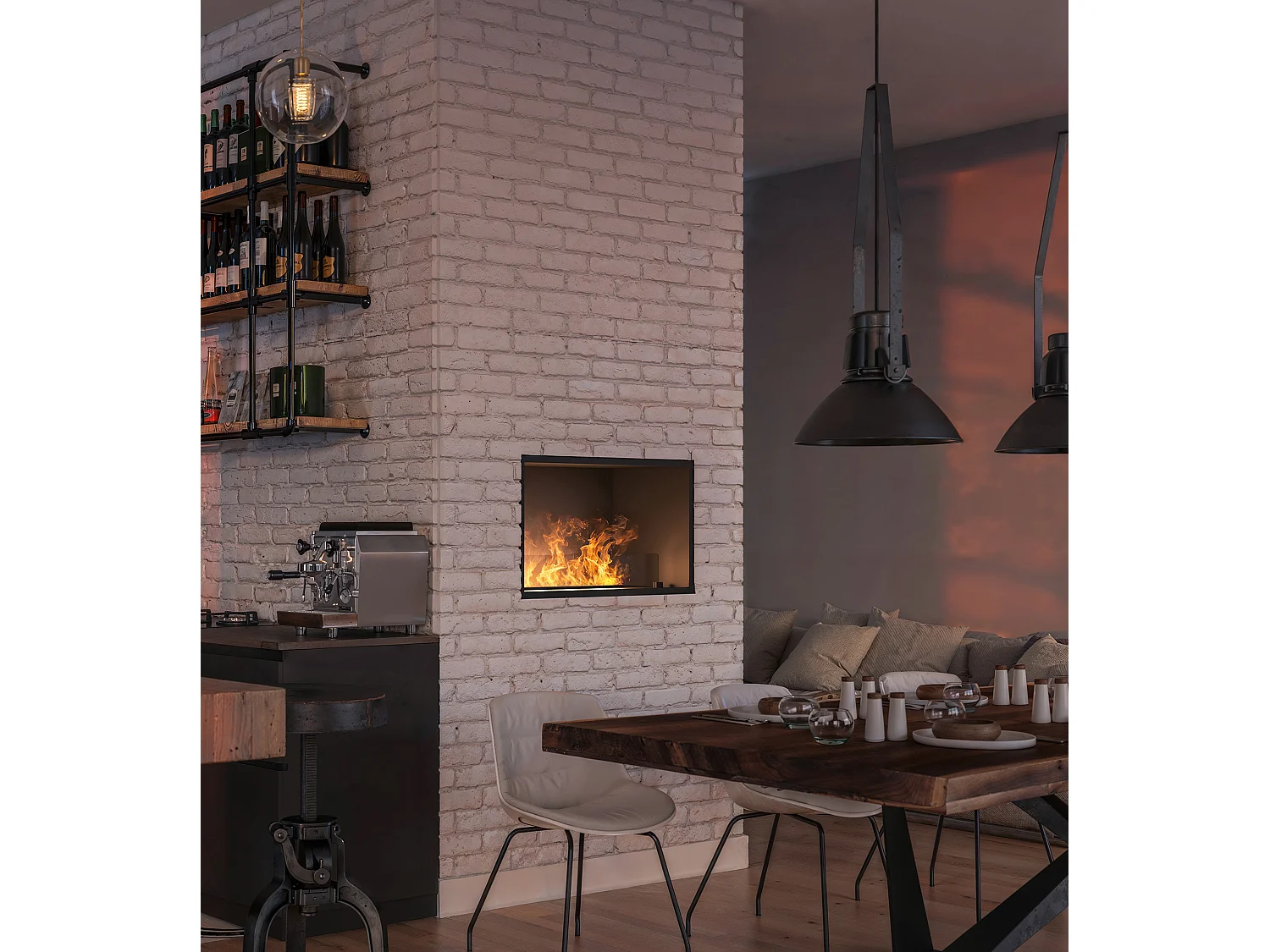 Cheminée à vapeur d'eau LED multicolore INVAPO INSIDE 80 cm