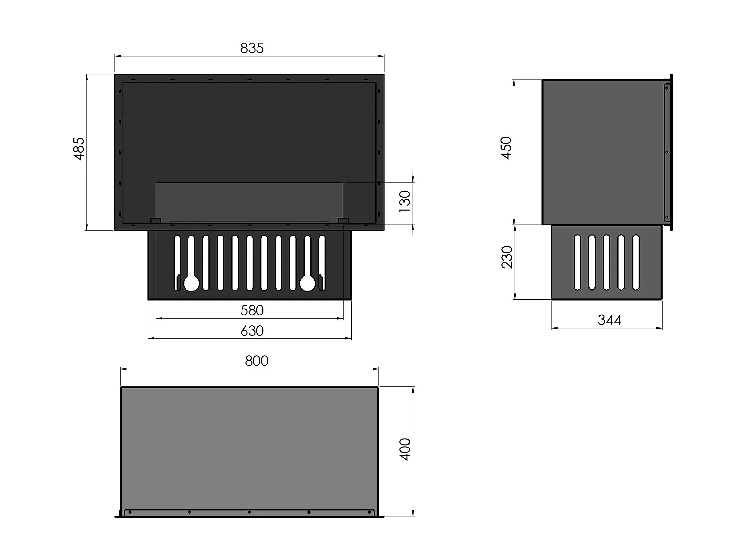 Cheminée à vapeur d'eau LED multicolore INVAPO INSIDE 80 cm