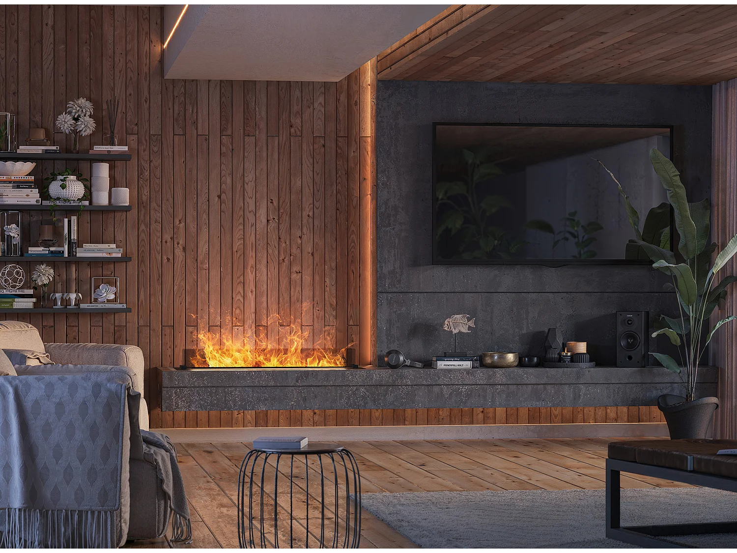 Cheminée encastrable à vapeur d'eau LED multicolore 120 cm INVAPO INSERT