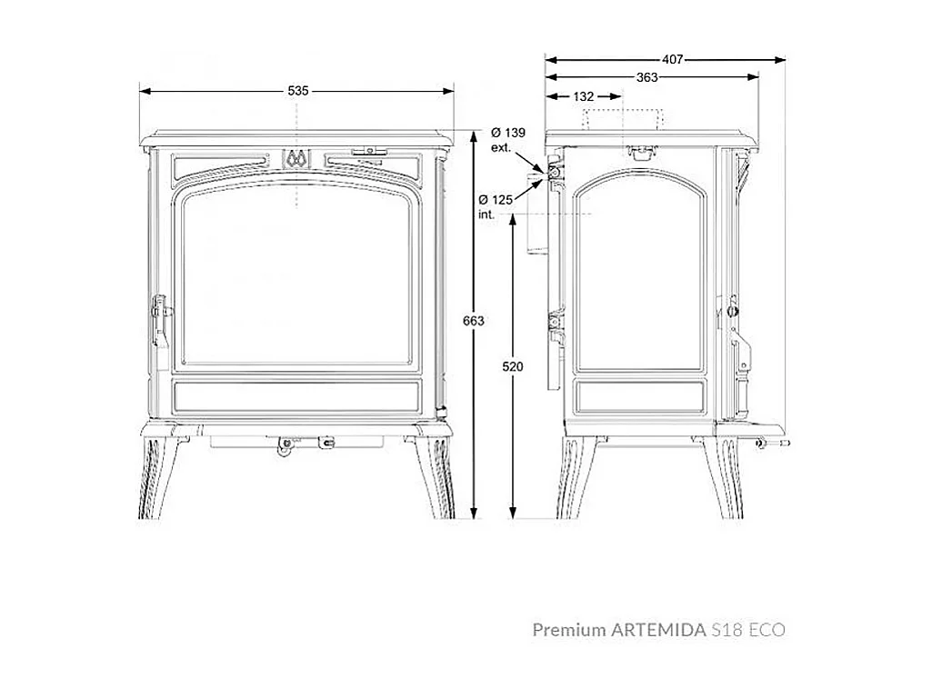 Poêle à bois sur pied - Premium ARTEMIDA S18 ECO