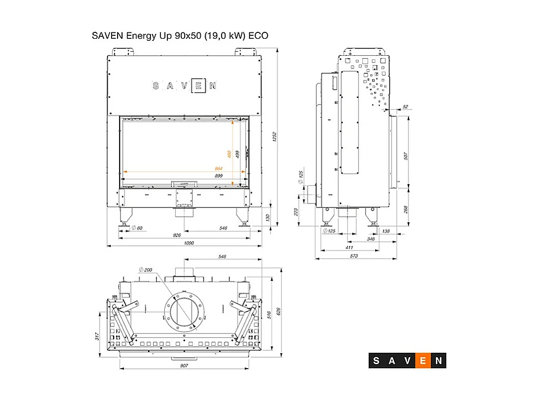 Insert de cheminée à bois - Energy Up 90x50 (19,0 kW) ECO