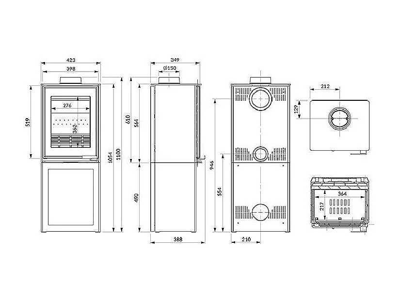 Poêle à bois autoportant - HARITA S15v ECO LBox