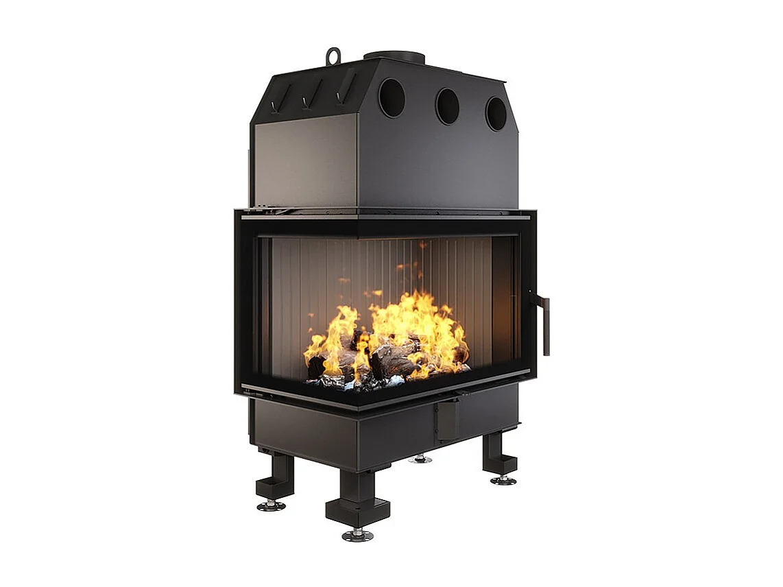Cheminée d'angle Insert ouverture gauche Noir Energy 75x50x47 (15,1 kW) ECO