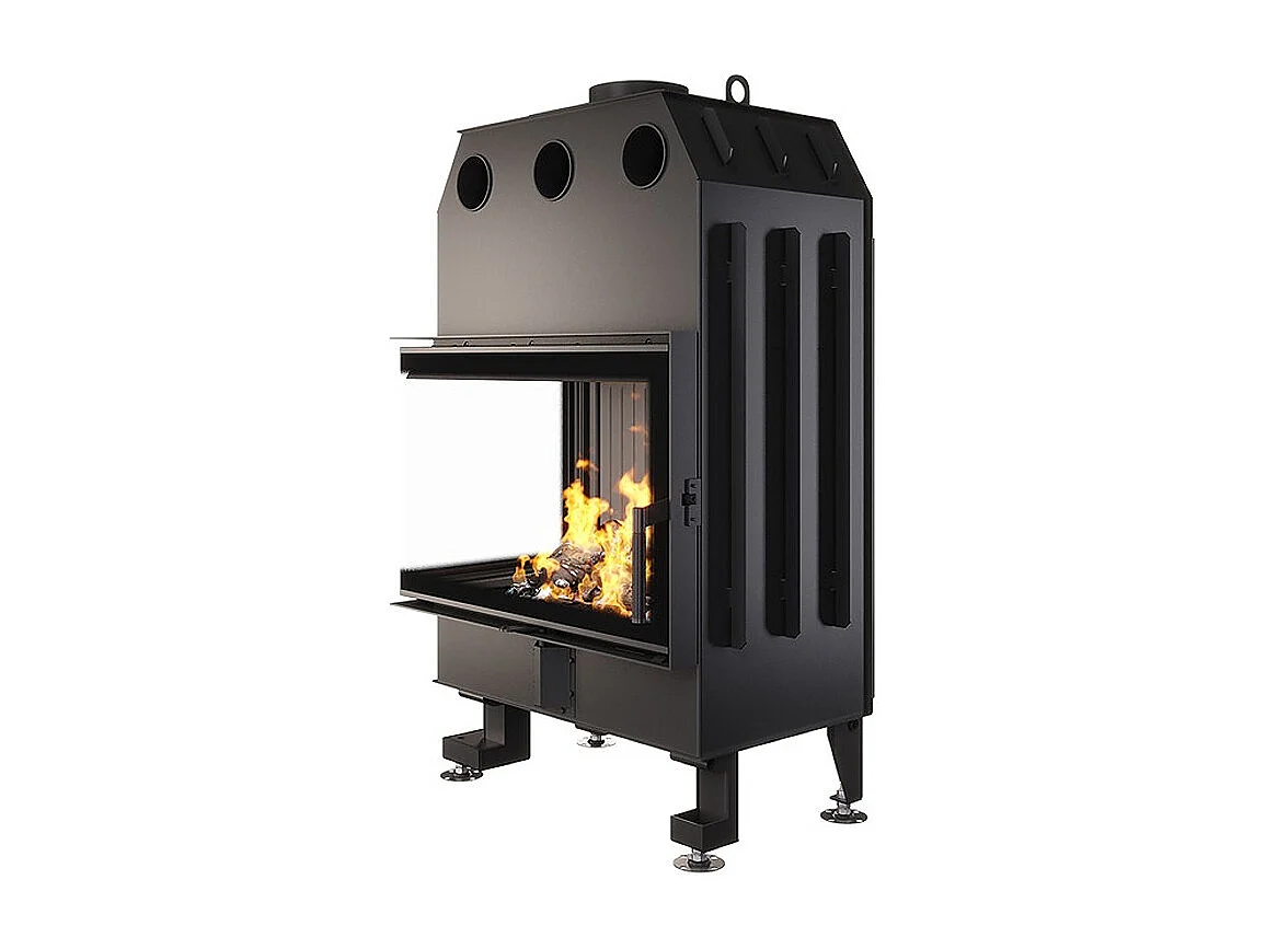 Cheminée d'angle Insert ouverture gauche Noir Energy 75x50x47 (15,1 kW) ECO