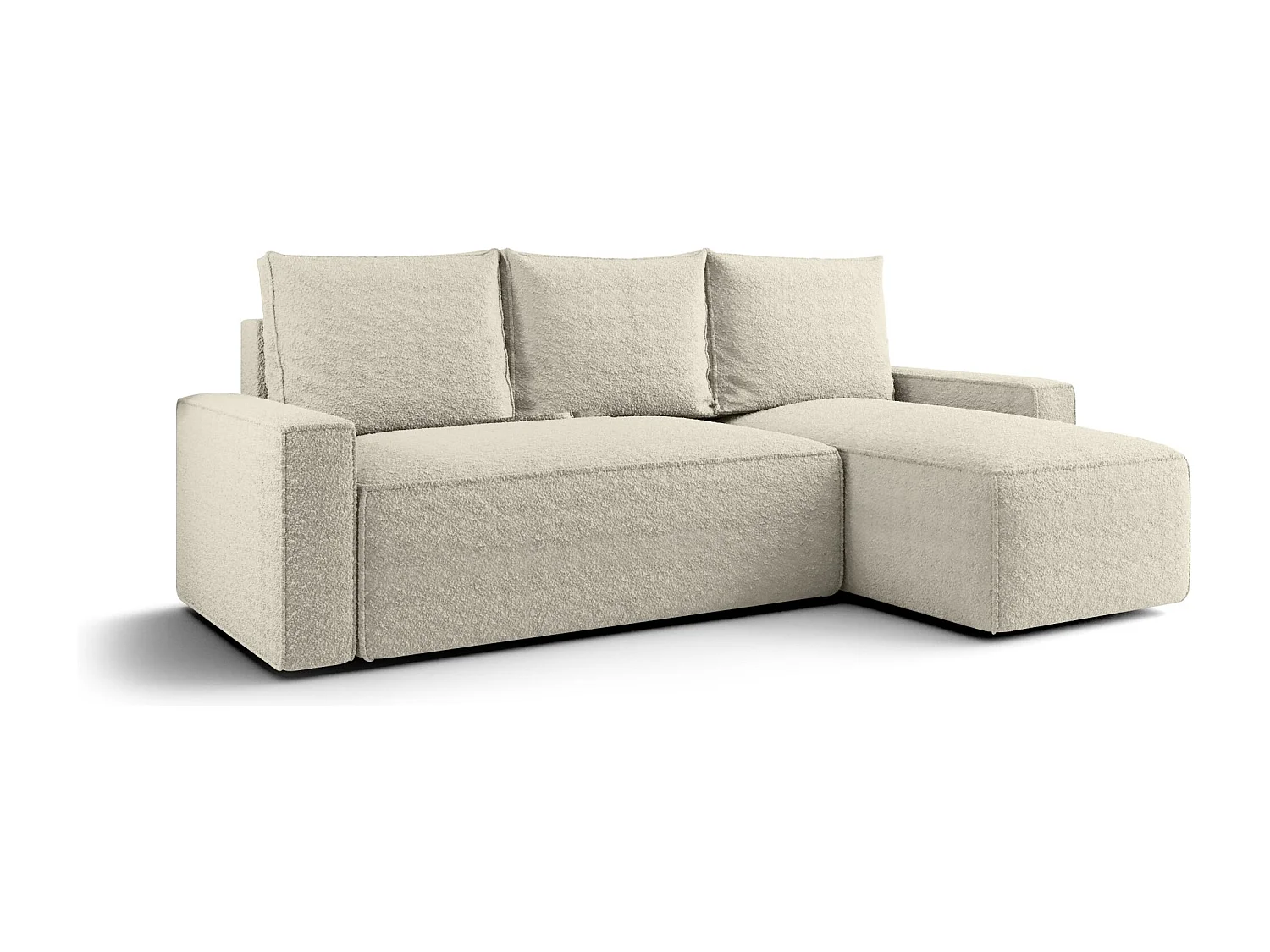 Canapé d'angle HAVANA droit beige Bukle Quelle 3 - fonction couchage, coffre à literie