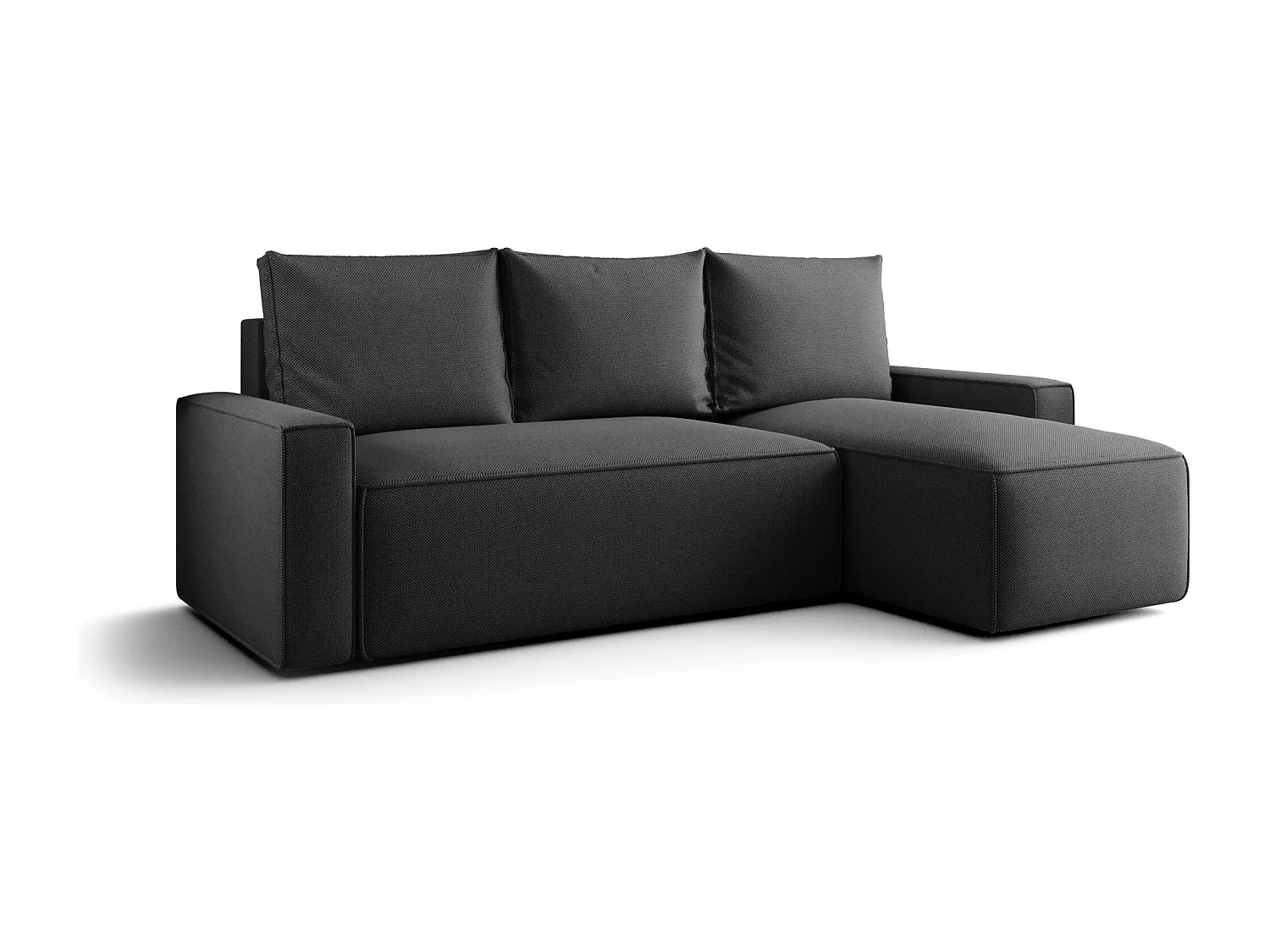 Canapé d'angle HAVANA droit graphite tricot Curio 97 - fonction couchage, coffre à literie