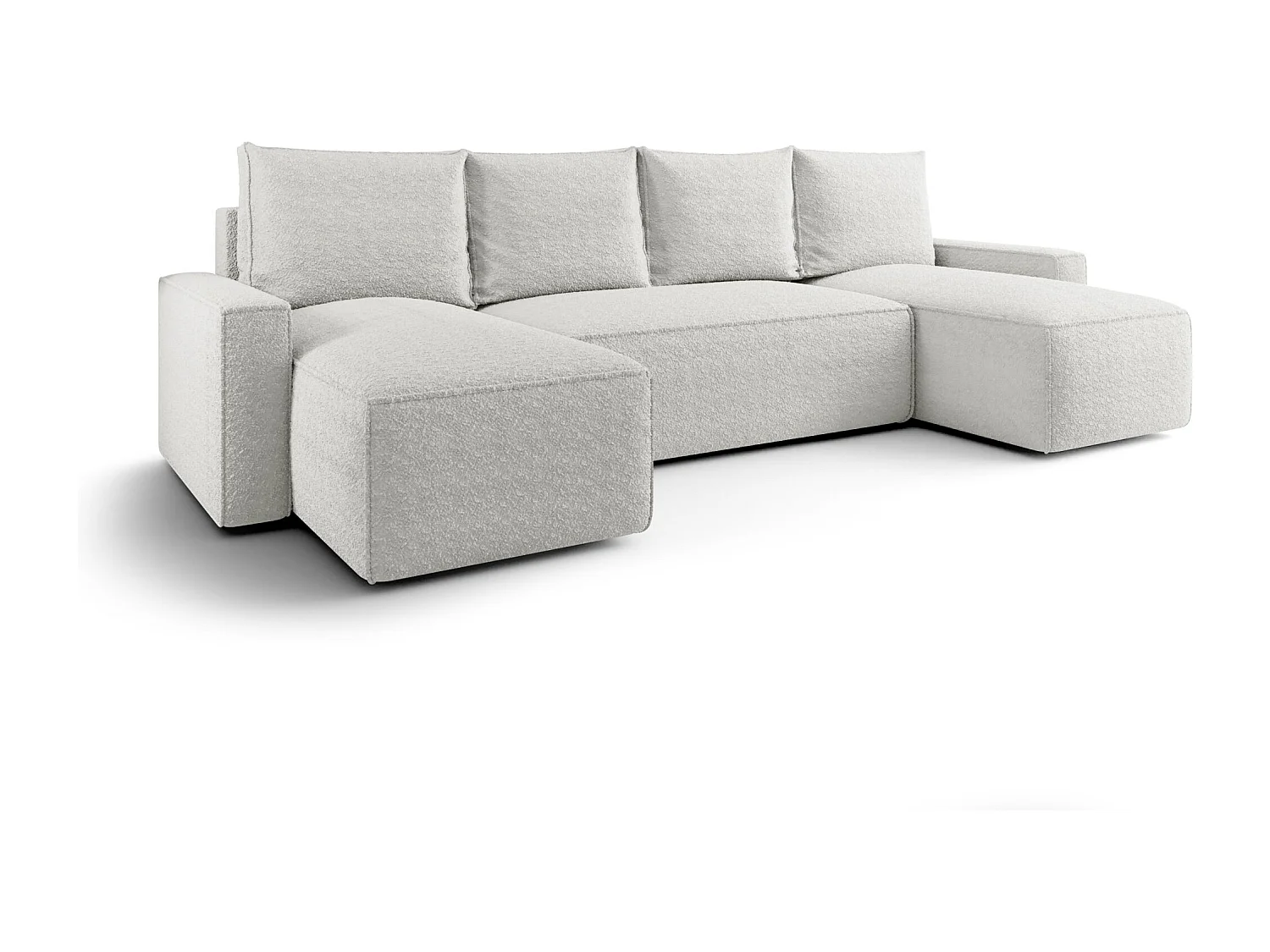 Canapé d'angle HAVANA en U blanc Bukle Quelle 1 - fonction couchage, coffre à literie