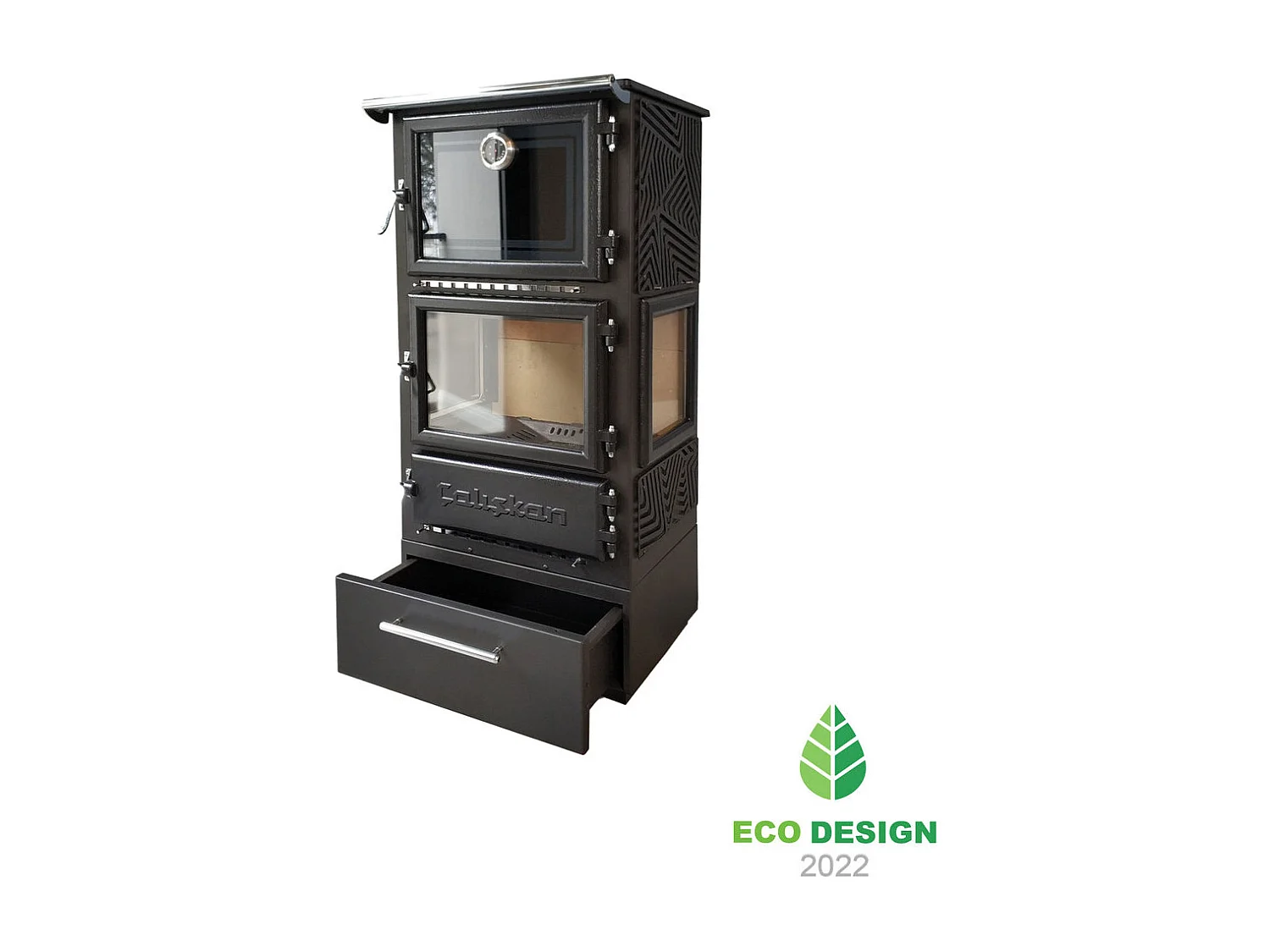 Freistehender Holzofen mit Backofen - 306 3D-Box