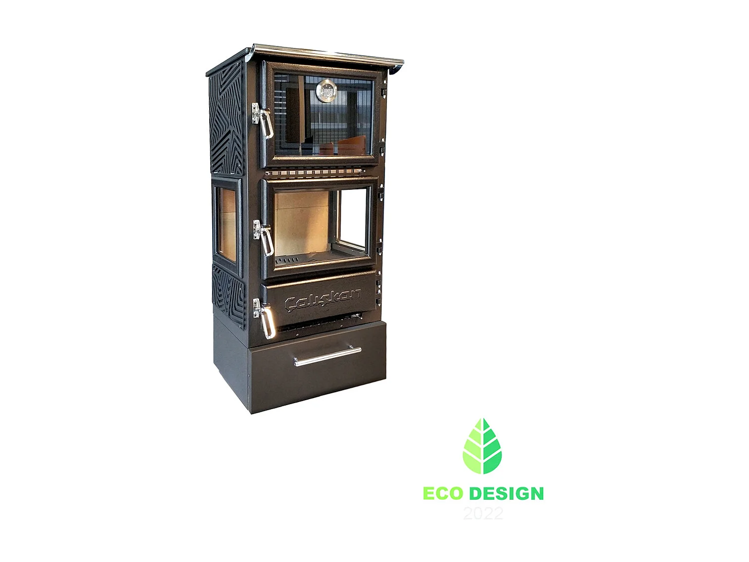 Freistehender Holzofen mit Backofen - 306 3D-Box