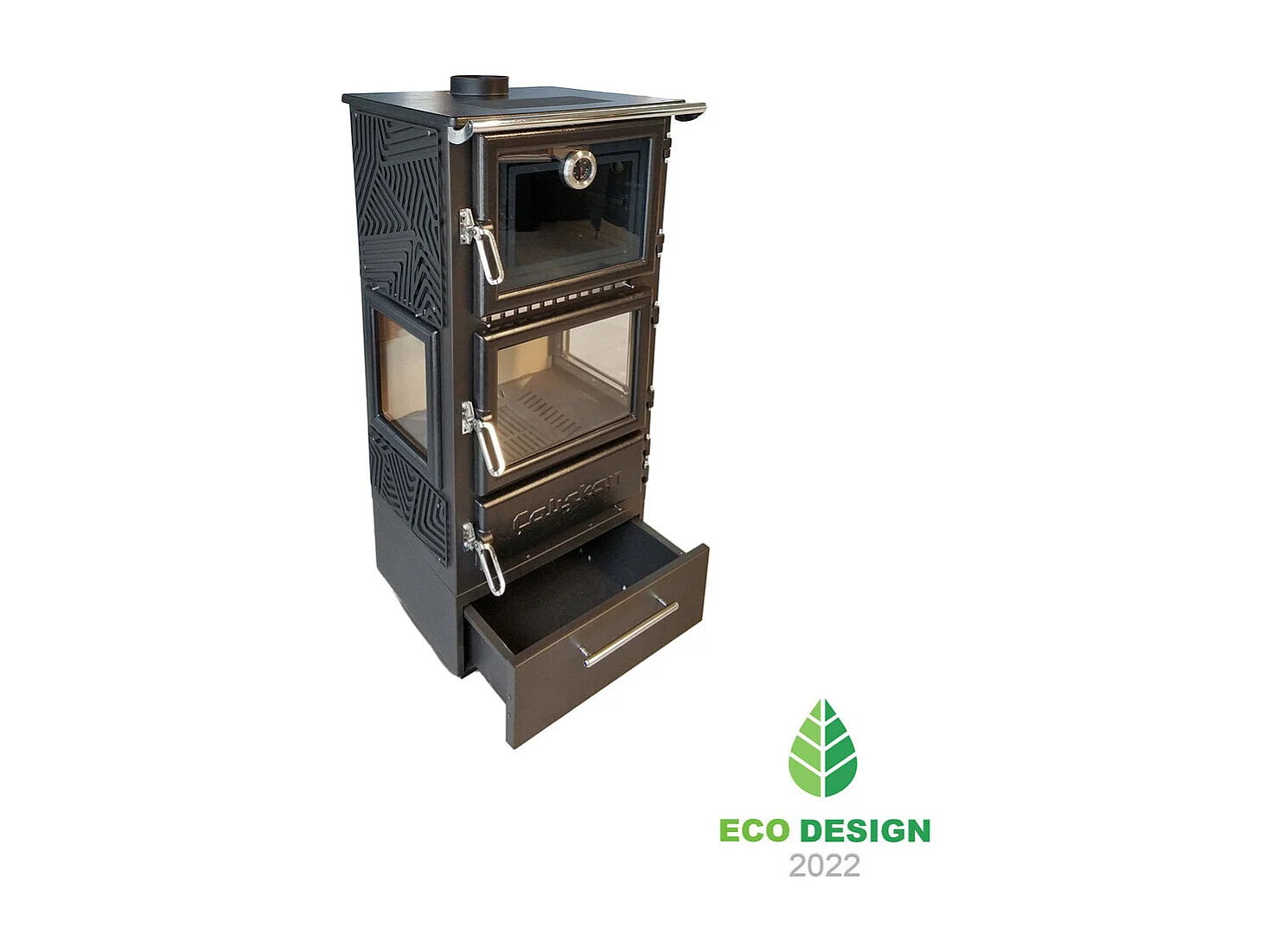 Freistehender Holzofen mit Backofen - 306 3D-Box