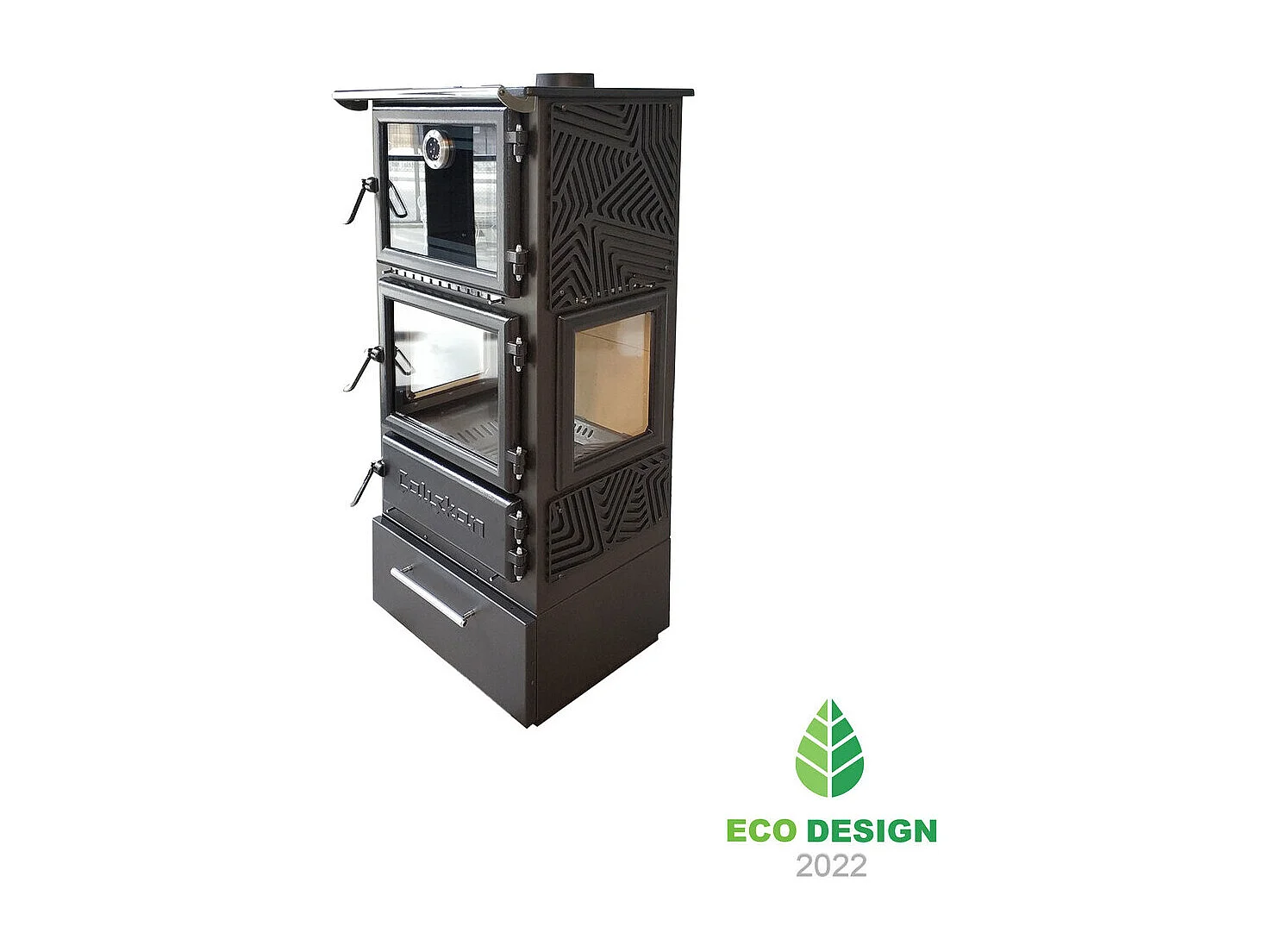 Freistehender Holzofen mit Backofen - 306 3D-Box