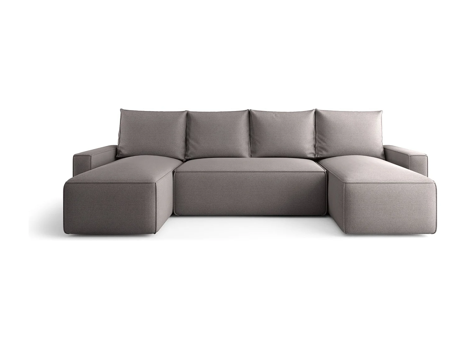 Canapé d'angle HAVANA en U gris tricot Curio 83 - fonction couchage, coffre à literie