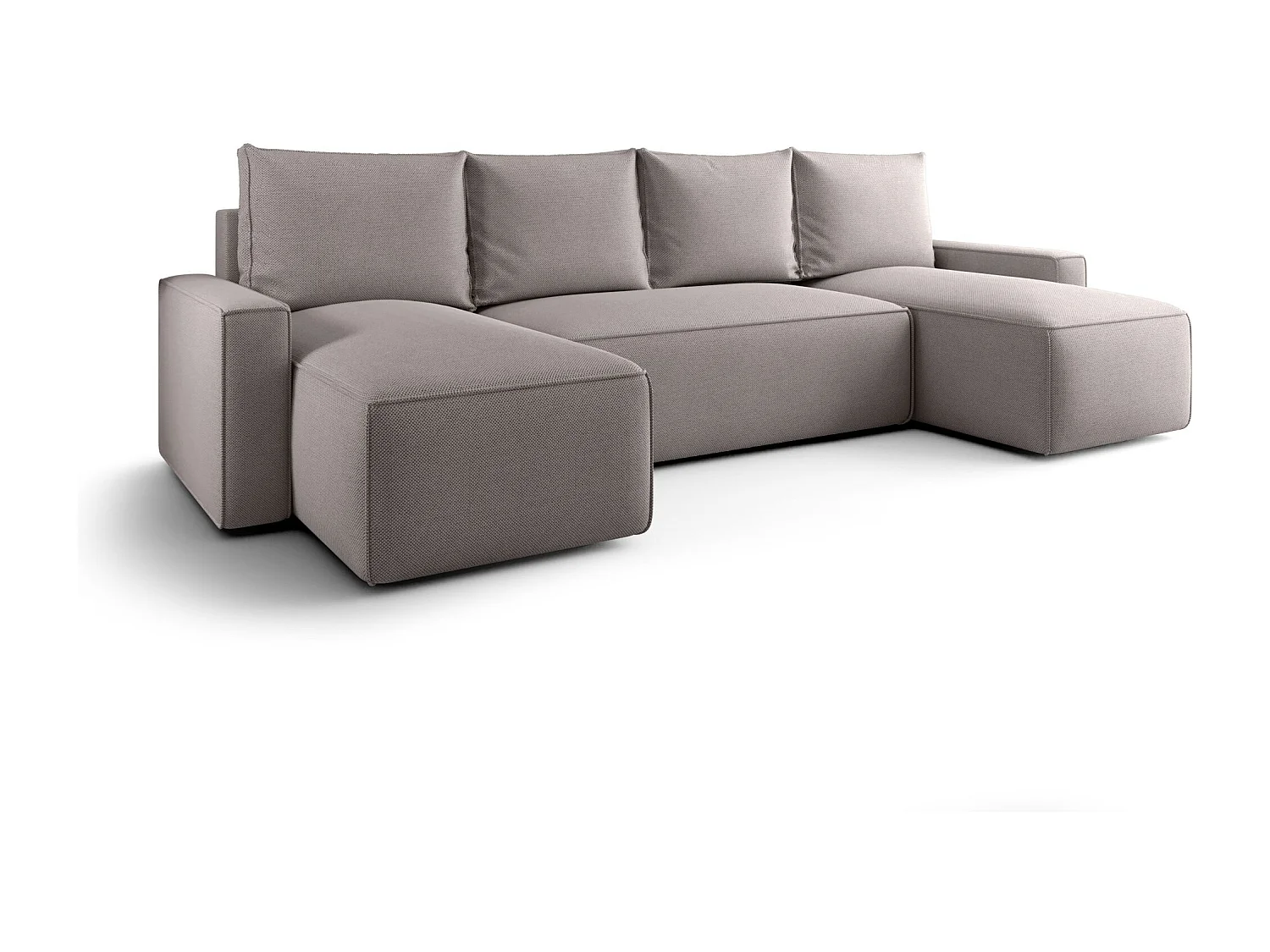 Canapé d'angle HAVANA en U gris tricot Curio 83 - fonction couchage, coffre à literie
