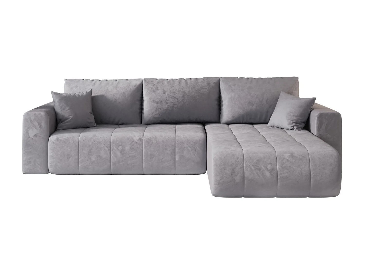 Canapé d'angle LARA droit bleu velours Monolith 70 - fonction couchage, coffre à literie