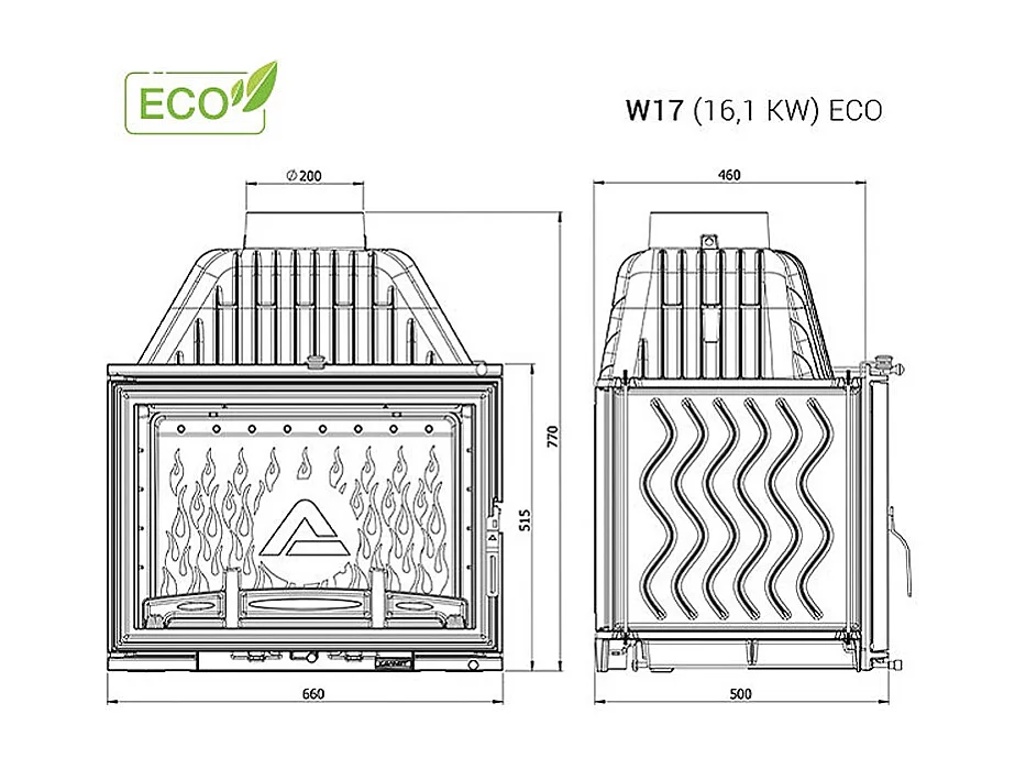 Poêle à bois encastrable -  W17 (16,1 kW) ECO